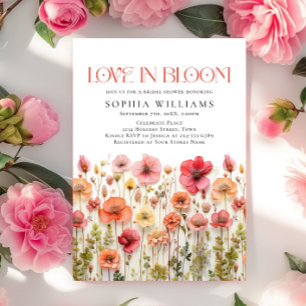 Pastel Pink Boho Wild Flowers Bridal Shower Invitation