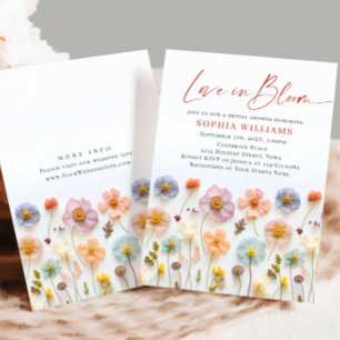 Pastel Pink Boho Wild Flowers Bridal Shower Invitation