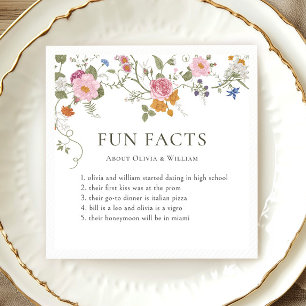 Pastel Pink Boho Wildflower Fun Facts Wedding Napkins