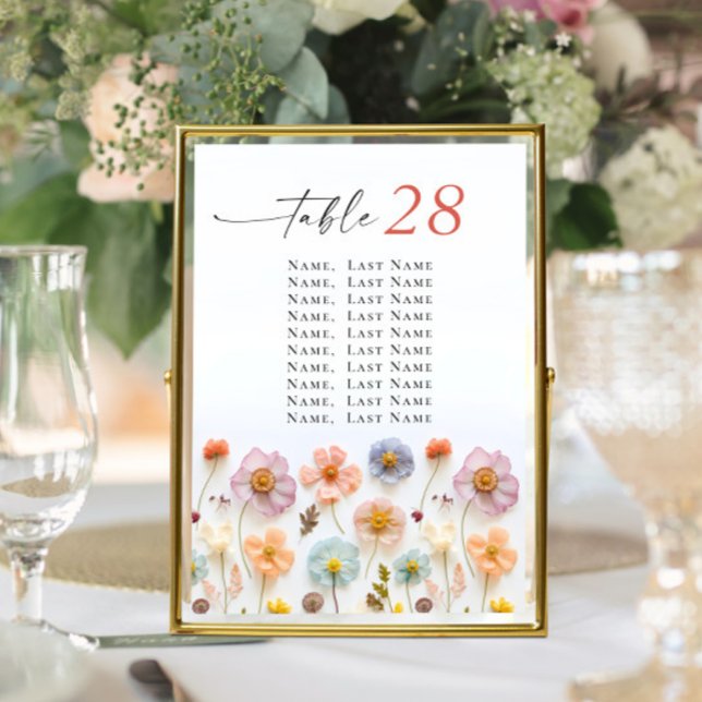 Pastel Pink Boho Wildflower Wedding Table Number (Creator Uploaded)