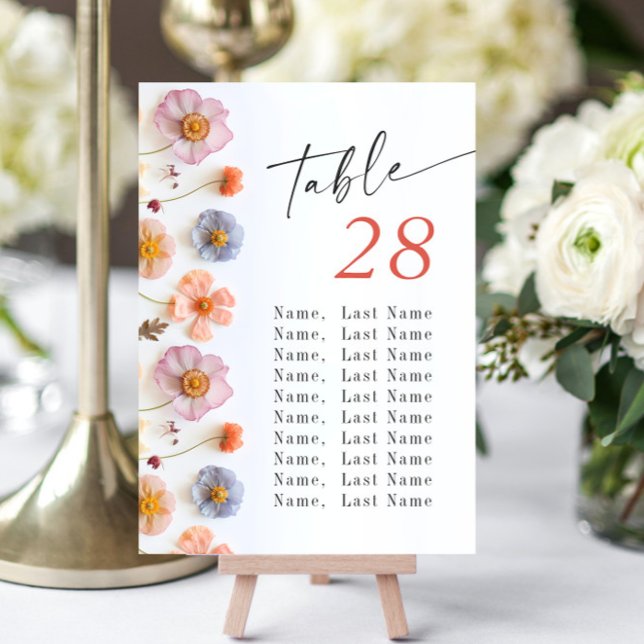 Pastel Pink Boho Wildflower Wedding Table Number (Creator Uploaded)