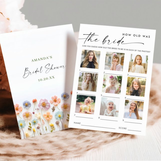 Pastel Pink Boho Wildflowers Bridal Game Card (Creator Uploaded)