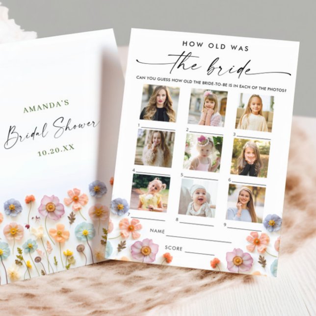 Pastel Pink Boho Wildflowers Bridal Game Card (Creator Uploaded)