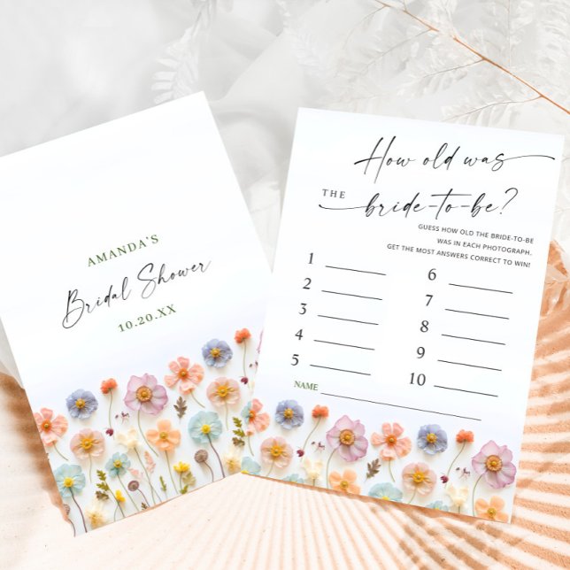 Pastel Pink Boho Wildflowers Bridal Game Card (Creator Uploaded)