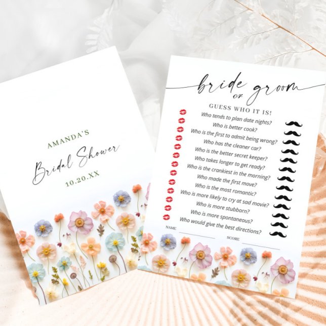Pastel Pink Boho Wildflowers Bridal Game Card (Creator Uploaded)