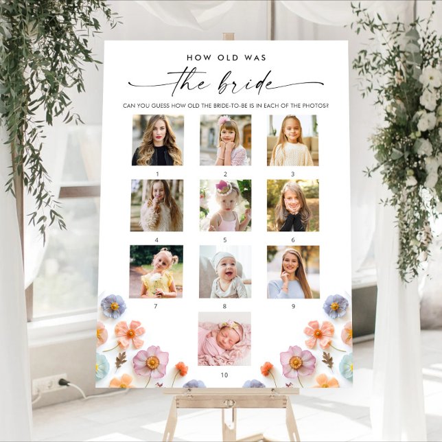 Pastel Pink Boho Wildflowers Bridal Shower Game Foam Board (Creator Uploaded)