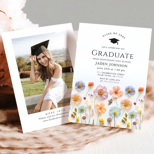 Pastel Pink Boho Wildflowers Graduation Party
