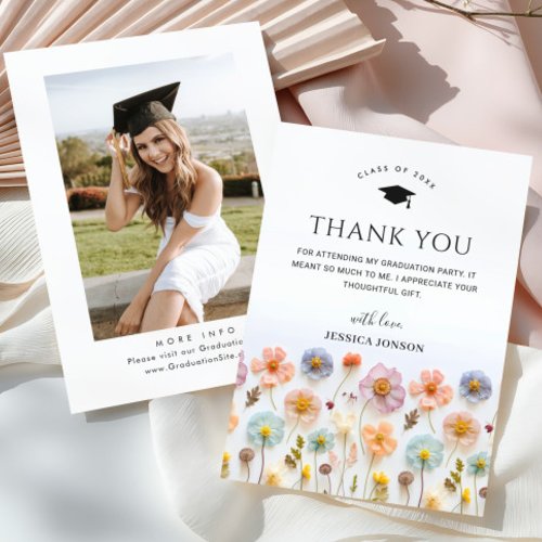 Pastel Pink Boho Wildflowers PHOTO Graduation