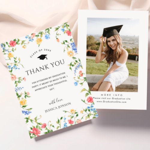 Pastel Pink Boho Wildflowers PHOTO Graduation