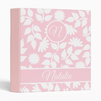 Pastel pink  bold floral  - monogrammed 