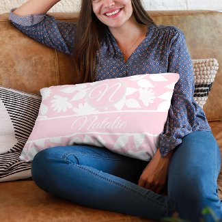 Pastel pink  bold floral - monogrammed  