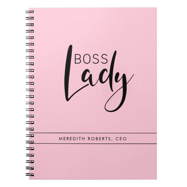 Pastel Pink Boss Lady Logo Personalized Notebook (Front)
