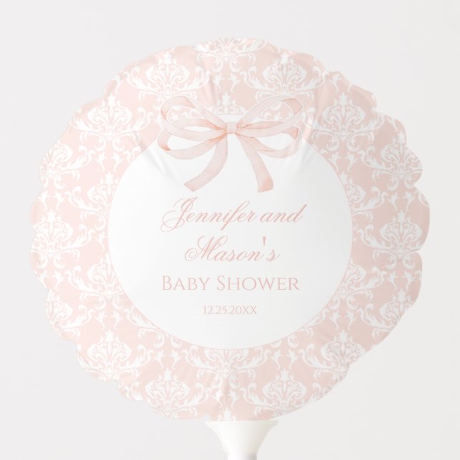 Pastel pink bow preppy baby girl shower balloon (Front)