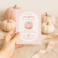 Pastel Pink Bow Pumpkin Fall 1st Birthday Party
