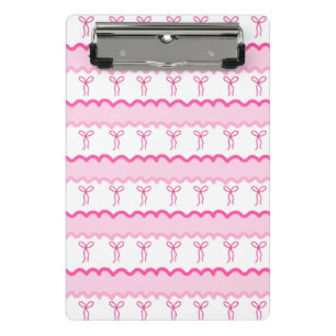 Pastel Pink Bow Seamless Pattern – Cute Aesthetic  Mini Clipboard