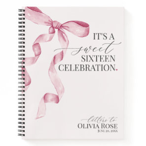 Pastel Pink Bow Sweet 16 Letters to Birthday Girl Notebook