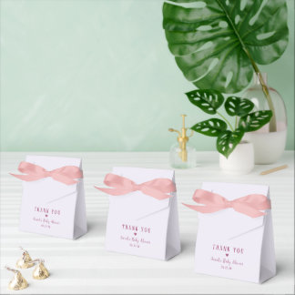 Pastel Pink Bow Thank You Baby Shower Favor Boxes