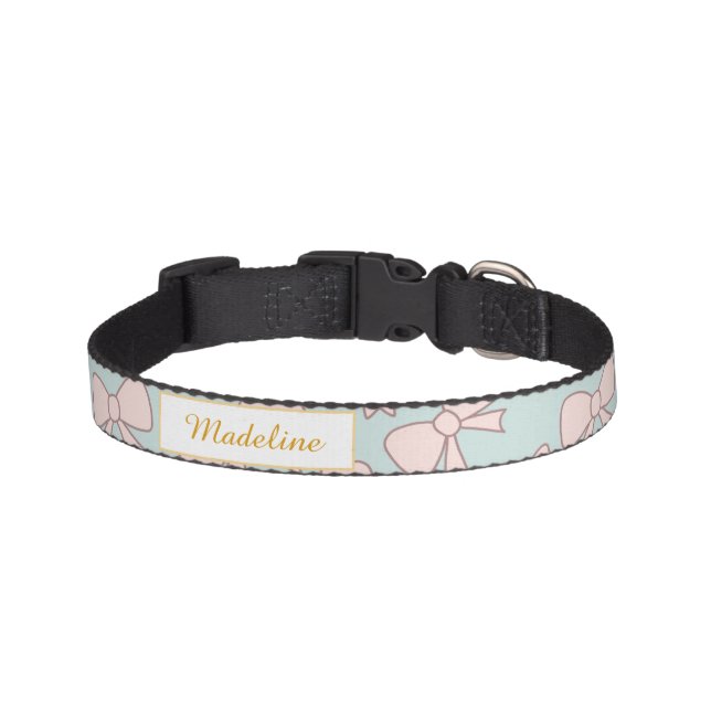 Pastel Pink Bows Pet Collar (Front)