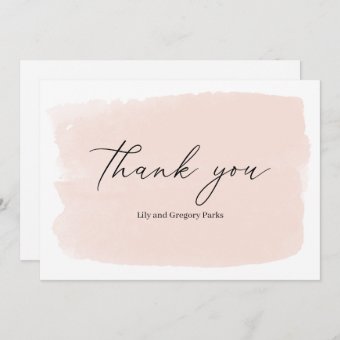 Pastel Pink Brush Stroke Wedding Thank You Card | Zazzle