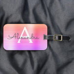 Pastel Pink Brushed Metal Monogram Name Initial Luggage Tag<br><div class="desc">Pastel Ombre Pink,  Orange and Purple Brushed Metal Foil Monogram Name and Initial Luggage Tag. This bag tag is perfect for Back to School,  Work,  or Traveling.</div>