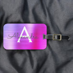 Pastel Pink Brushed Metal Monogram Name Initial Luggage Tag<br><div class="desc">Pastel Ombre Pink,  Orange and Purple Brushed Metal Foil Monogram Name and Initial Luggage Tag. This bag tag is perfect for Back to School,  Work,  or Traveling.</div>