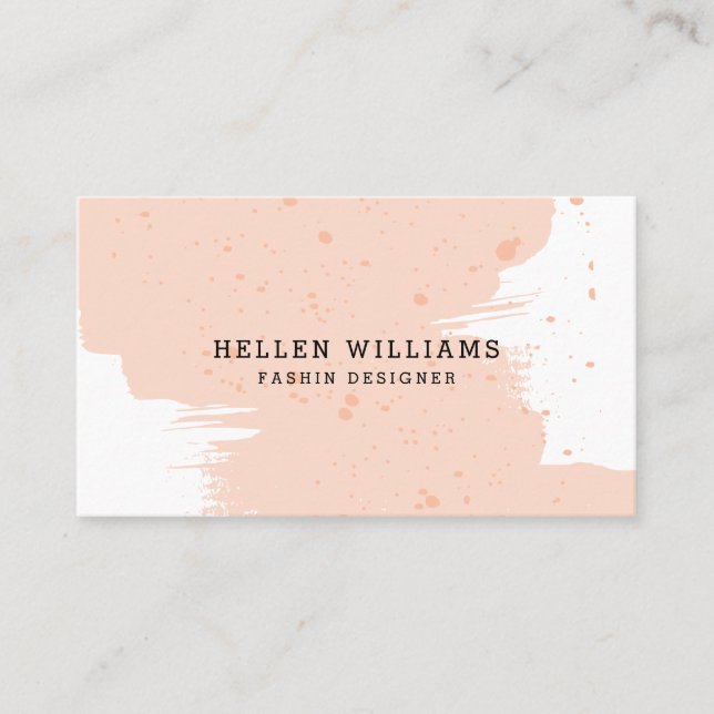 Pastel pink brushstroke modern design business card (Front)