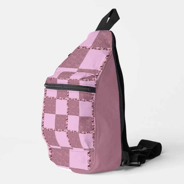 Pastel Pink Buffalo Check Plaid Pattern Cute Girly Sling Bag (Right Corner)
