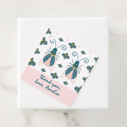 Pastel Pink Bugs Flower Girl Birthday Thank you Favor Tags