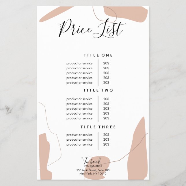 Pastel Pink Business Price List Design Flyer (Front)