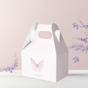 "Pastel Pink Butterfly Baby Shower Favor Boxes