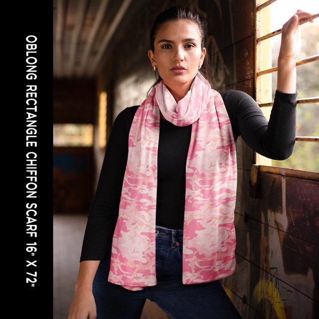 Pastel Pink Camouflage Chiffon Scarf (Pastel Pink Camouflage Chiffon Scarf)