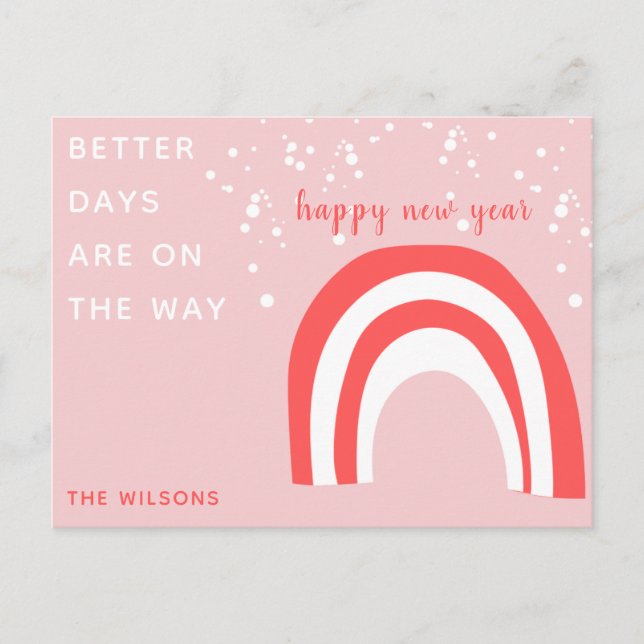 pastel pink candy cane rainbow personalized postcard (Front)