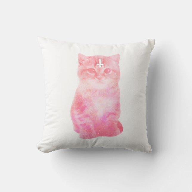 Pastel Pink Cat Pillow (Front)