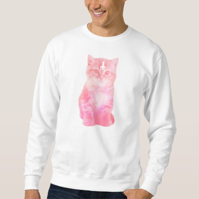 Pastel Pink Cat Sweatshirt (Front)