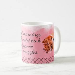 Pastel Pink Cavalier King Charles Spaniel Custom Coffee Mug