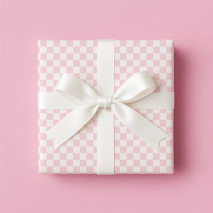 Pastel Pink Checkered Wrapping Paper
