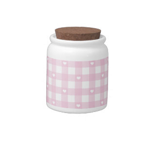 Pastel Pink Checks Candy Jar