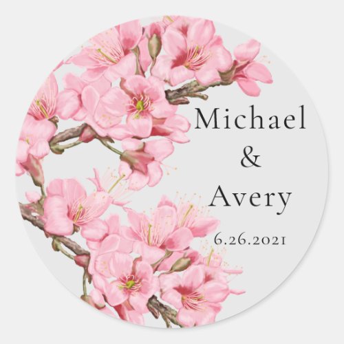 Pastel pink cherry blossom commemorative sticker