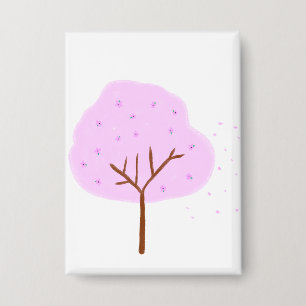 Pastel Pink Cherry Blossom Tree Floral Gift Button