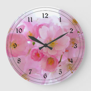 Pastel Pink Cherry Blossoms Large Clock