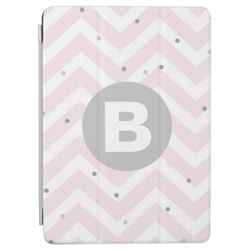 Pastel Pink Chevron and Dots Grey Monogram iPad Air Cover