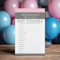 Pastel Pink Chevrons Baby Scramble Shower Game