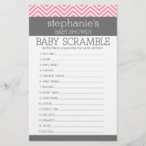 Pastel Pink Chevrons Baby Scramble Shower Game