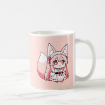 Pastel Pink Chibi Fox Girl Coffee Mug