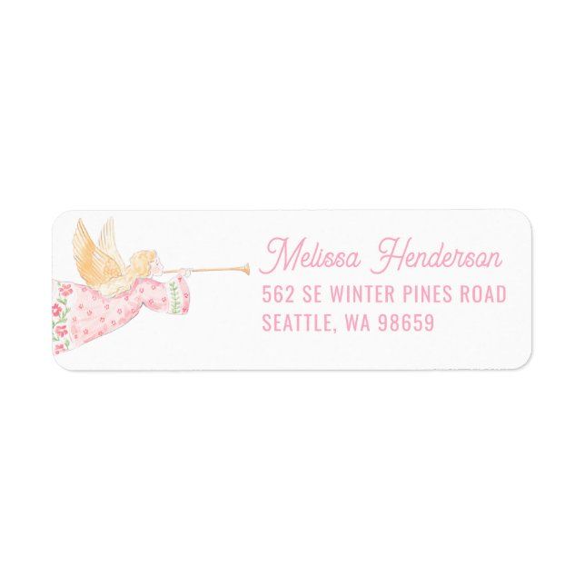 Pastel Pink Christmas Angel Label (Front)