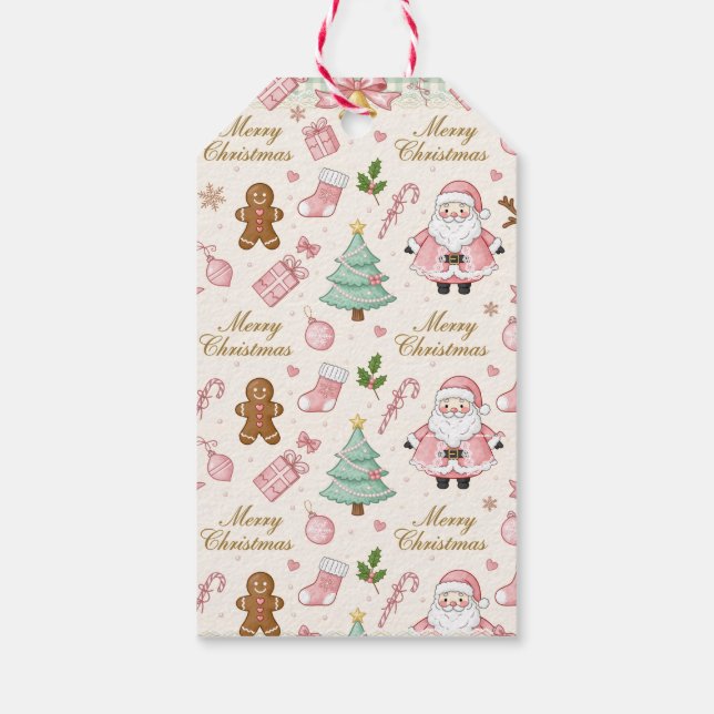 Pastel Pink Christmas Delight Gift Tags (Back)