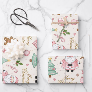 Pastel Pink Christmas Delight Wrapping Paper Sheets