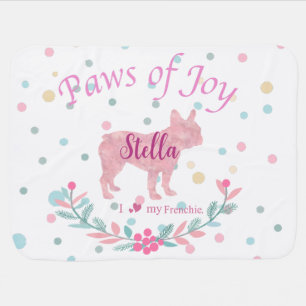 Pastel Pink Christmas - French Bulldog Custom Baby Blanket