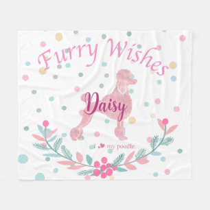 Pastel Pink Christmas - Poodle Custom Name Fleece Blanket