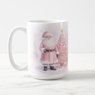 Pastel Pink Christmas Santa Coffee Mug